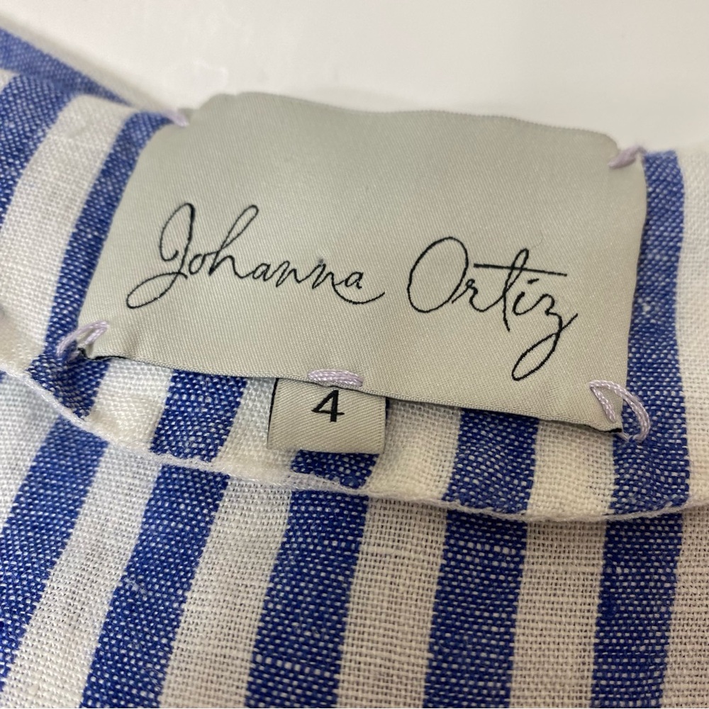 Johanna Ortiz Rio Grande Linen Striped High-Low Blouse 4 - Picture 9 of 11